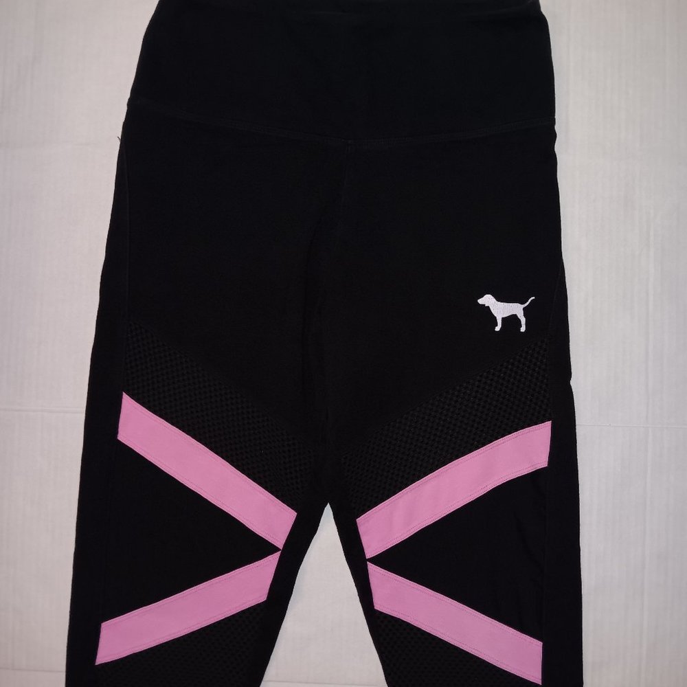 PINK Victoria's Secret Black Leggings with Pink Accent
